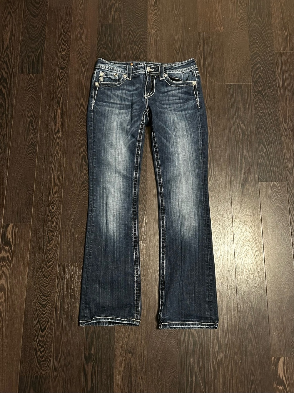 Miss Me JP5775B Bootcut Jeans Sz 30 Frayed Wing Sequin Embellished Bling